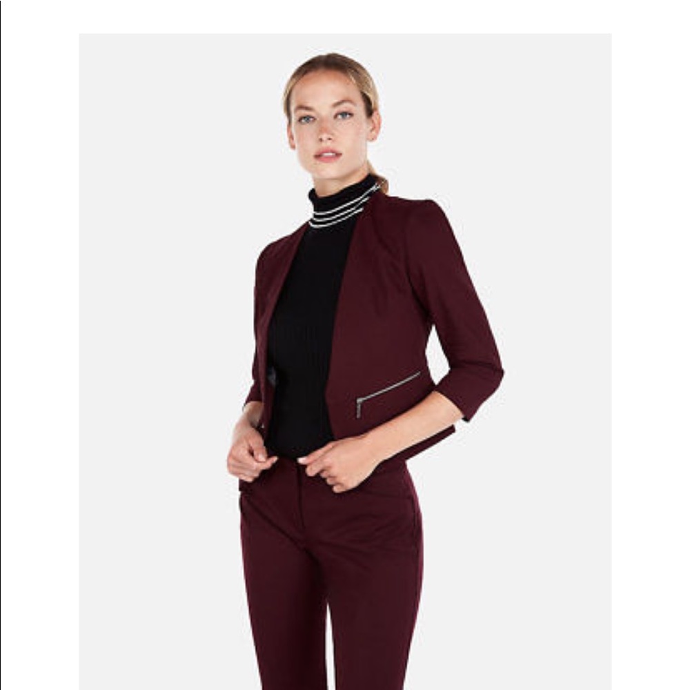 Express Maroon Cutaway Blazer
